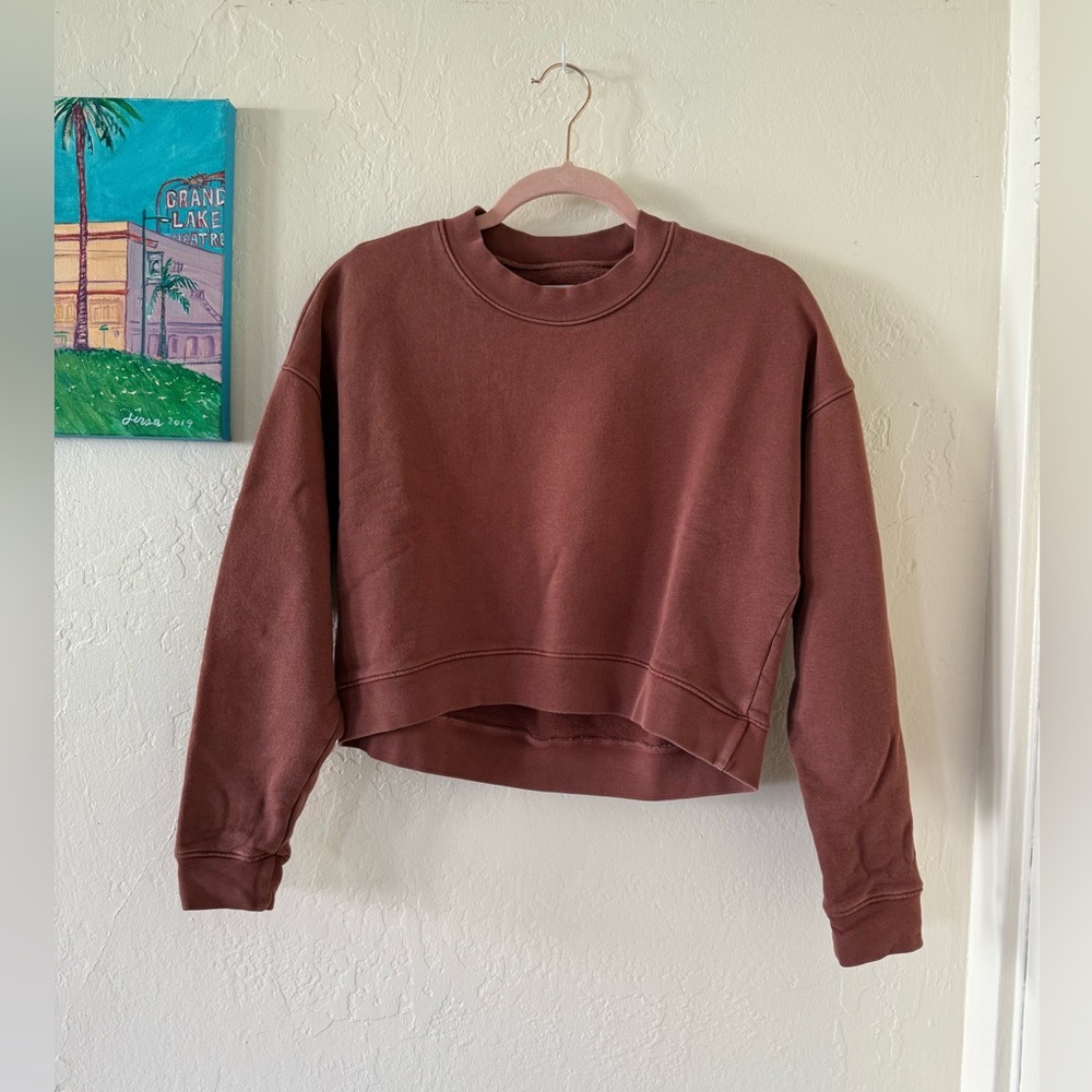 MATE the Label Fleece Crop Sweatshirt - TOBACCO / S